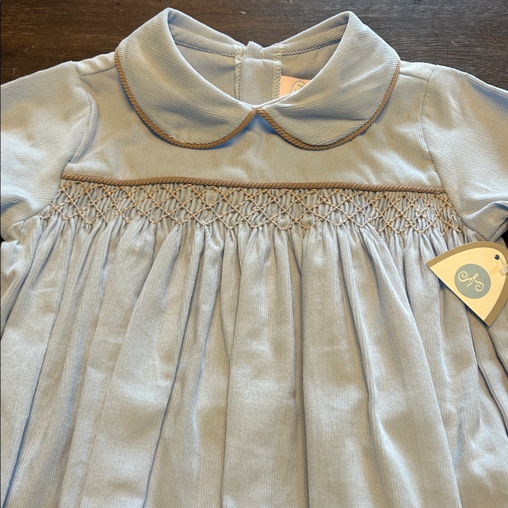 New with Tags Lullaby Set Smocked Light Blue Corduroy One-Piece Romper